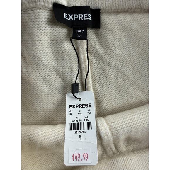 Express Pants Wmns M Oversize Knit Sweater Joggers Lounge Ribbed Cuffs Ankle - Picture 7 of 11